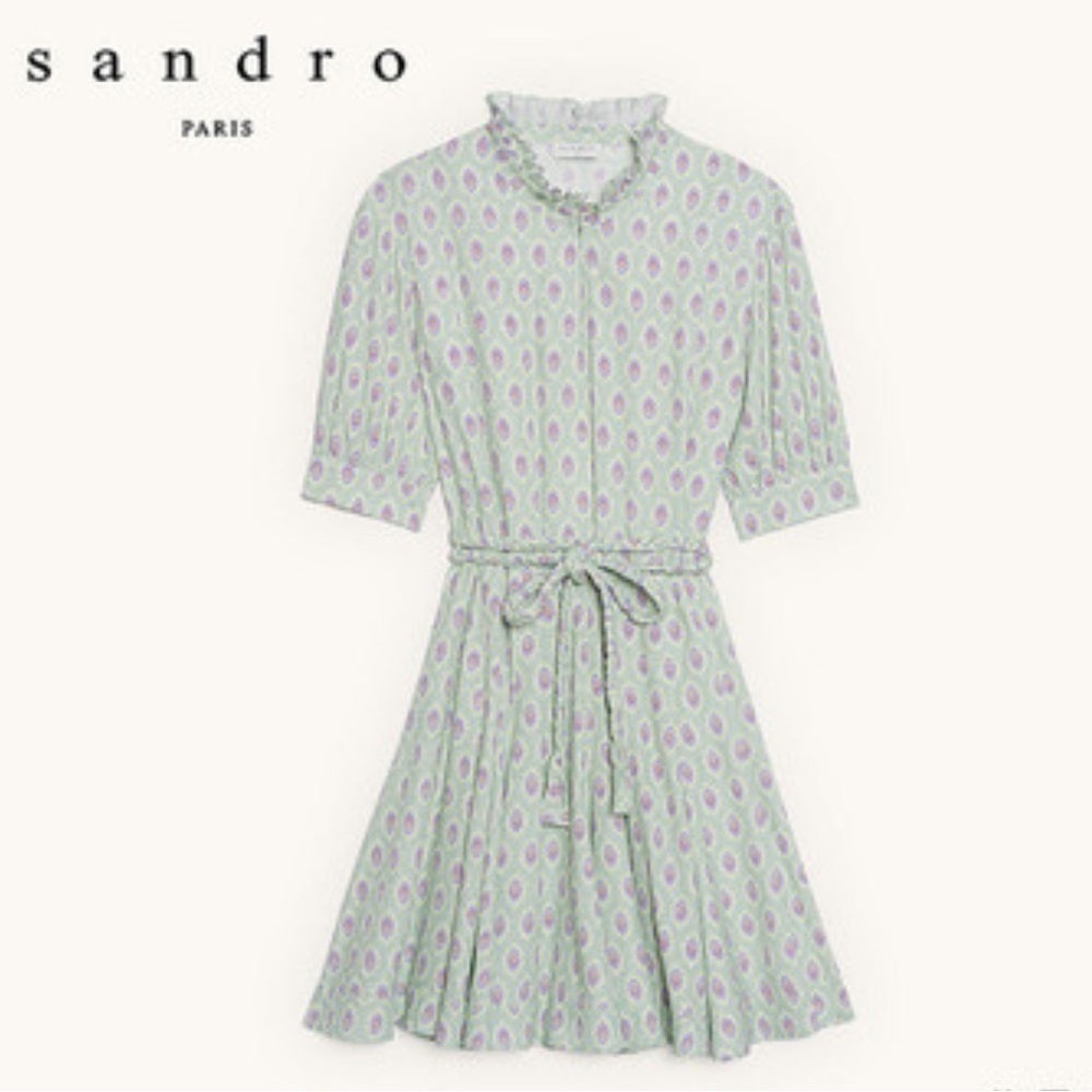 Sandro Jary Abstract-Print Mini Dress with Braided Belt - Picture 15 of 15